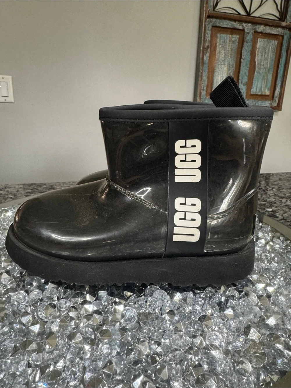 UGG Kids Black waterproof Gloss Ankle Boot 12